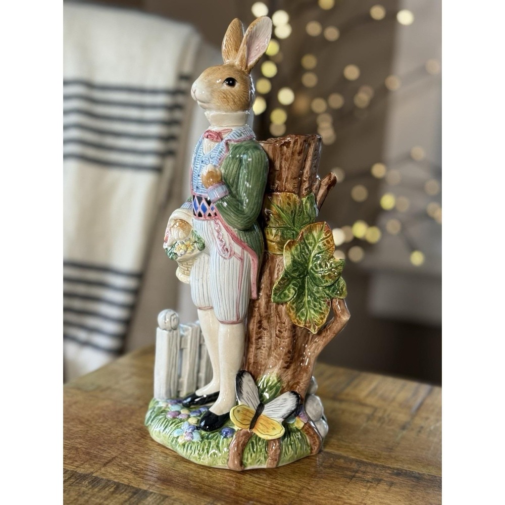Fitz & Floyd Classics Old World Gentleman Rabbit Candlestick 10.75"‎ Figurine